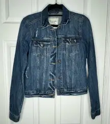 ABERCROMBIE‎ AND FITCH Medium Wash Slightly Distressed Jean Jacket Size Small