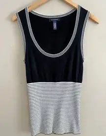 Banana Republic sweater vest black and white striped sleeveless scoop neck