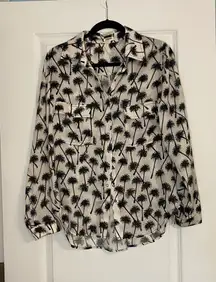 L’AGENCE Black Palm Tree Print Button Down Shirt