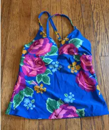 Matilda Jane Tankini Swim Top Womens Medium Blue Floral To The Beach 27633S