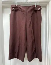 Savvy by Raphael VGUC chocolate brown linen culottes size 12 VGUC wide leg