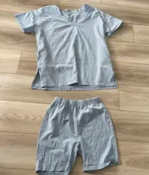 Womens Loungewear Set, V-Neck Top‎ & Shorts, Comfy Sleepwear Pajamas, Size M