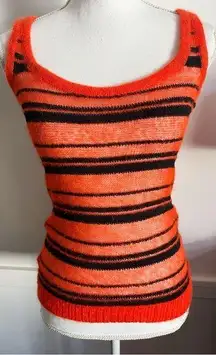 Missoni  • Orange Black Striped Open Knit Sweater Tank Top