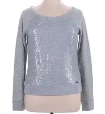 Abercrombie & Fitch Grey Sequin Cotton Blend Sweatshirt Y2K Stretchy Size XL A&F