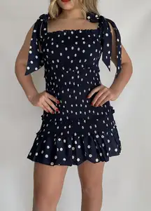 Polka Dot Preppy Dress | Navy