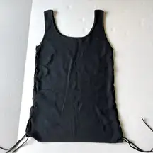 knit stretchy side lace up tank top black small