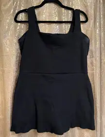 PINK Victorias Secret Black Ribbed Square Neck Active Mini Dress/Shorts XXL 10/1