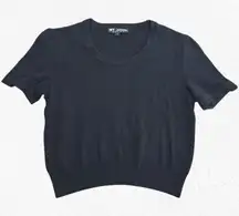 Vintage St. John Basics Black Short Sleeve Knit Sweater 1990s Blouse Size Small