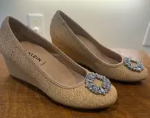 Anne Klein Tan Wedges with Crystal Accent