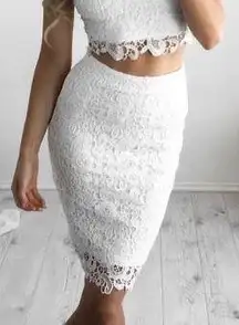 White Lace Pencil Skirt