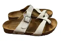 HAFLINGER Thong Sandals Juno Country White Leather Women’s Size 38 Casual Boho‎