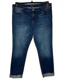 Kut From the Kloth SZ 16 Cuffed Jeans Stretch Mid-Rise Distressed Whiskered Blue
