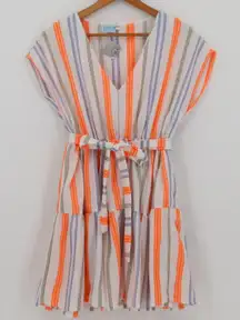 NWT Striped Tiered‎ Mini Dress Vacation Cruise Resort Mediterranean Size XS