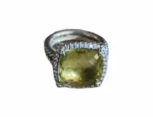 David Yurman  Chatelaine lemon citrine/diamonds square ring.