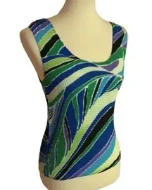 Vtg 90s Bright fun stretchy summer popcorn tank top