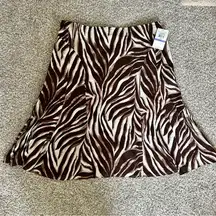 🦋 NWT Jones Wear Black Cream Zebra Print A-Line Midi Skirt Size 18