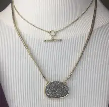 New Free people gray droozy necklace gold tone 18”