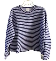 J crew reversible crewneck sweatshirt quilted boxy lavender navy blue Medium NWT