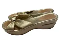 Cole Haan Nike Air Gold Metallic Wedge Sandals Size 10B