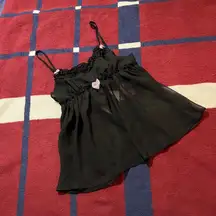 Betsey Johnson intimidates ruched cami sheer black sleep top with pink bows