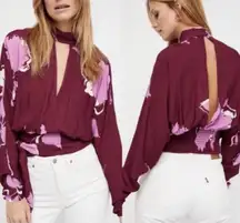 Free People Womens medium Say You Love Me Keyhole Open Back Wrap Tie‎ Top