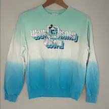 Walt Disney World Sweatshirt Retro 70s Silver Graphic Blue Green Ombre Oversized