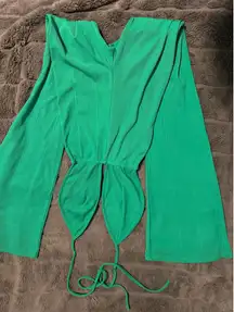 Green Flare Romper Pretty Little Thing