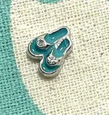 Origami Owl Living Lockets HTF Retired Teal Crystal Flip Flops Floating Charm