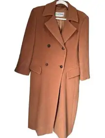 Louis Feraud coat virgin wool alpaca mohair long double breasted US size 6