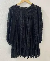 ZARA  Women’s Chiffon Lace Black Gothic Style Dress Size Small Oversized