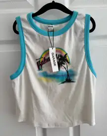 Garage Bahamas Cropped Graphic Ringer Tank Top Large NWT