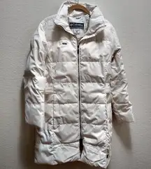 Columbia Long Down Puffer Winter Jacket in Cream