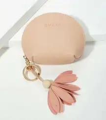 NWT SHEIN Peach Pink Logo Coin Purse Zip Pouch