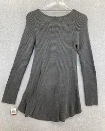 Style & Co Gray Cable Knit Sweater Flared Hem V Neck Long Sleeve Tunic