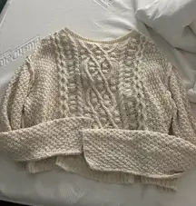 Cream Off The Shoulder Knit Sweater 