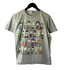 Pop Culture Chibi T Shirt Kawaii Graphic Tee Gray Medium M Cartoon Alphabet