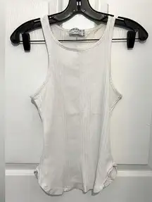 FRAME Women’s White Ribbed Racerback Tank Top Size M