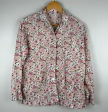 Roller Rabbit 100% Cotton Button Down Long Sleeve Floral Shirt Womens Size Small