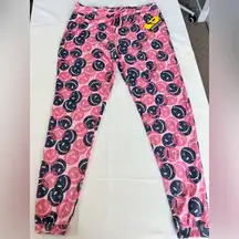 Joe Boxer Lounge Pants Women’s Sz Large Pink Gray Smiley Drawstring NWT Comfy