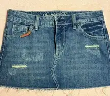 American Eagle Distressed Mini Denim Skirt