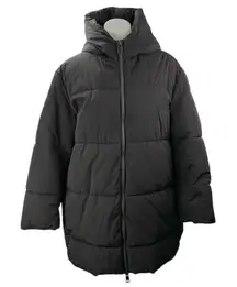 Zara Women's Black Full Zip Long Sleeve Hooded Winter Puffer Coat Jacket Size XS