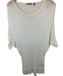 525 America Women's  Sz M White Open Knit Sweater Long Sleeve Bat Wing