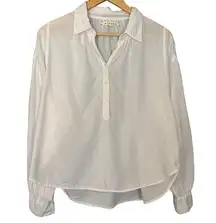 Xirena Women’s White Collared Henley Puff Long Sleeve Blouse