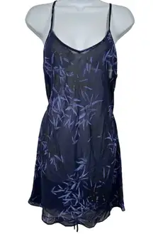 Vintage Calvin Klein Small Nightgown Blue Floral Spaghetti Straps Sheer Sexy