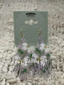 Beaded Floral Dangle Earrings