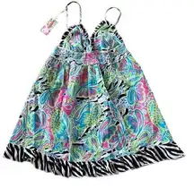 NWT Mudpie wild Paisley cute pink, blue & green nightie size small