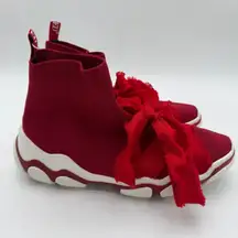 RED Valentino Glam Run Satin Trim Romantic Stretch Knit High Top Sneakers 41 11