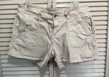 Arizona Khaki Beige Short Size 13 Pockets Zip Mid Rise Distressed  Summer