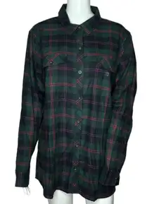 Eddie Bauer Shirt Womens 2XL Red Green Plaid Long Sleeve‎ Campcore Cabincore