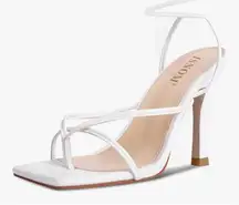 White Lace up heels Amazon ISNOM